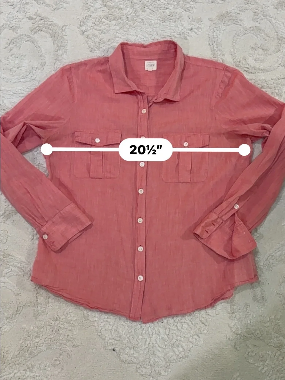 J.Crew XL Pink Cotton Button Front Utility Shirt Roll Tab Sleeve‎ Casual Top